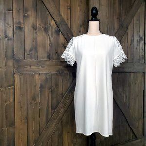 *HP* ZARA (NWOT) White Dress with Lace Shoulder